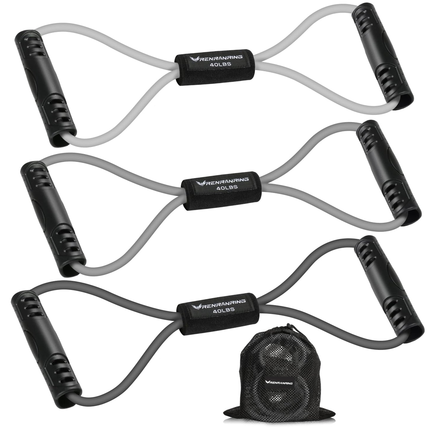 Figure 8 Fitness Resistance Bands with Handles - Exercise Tube Band Set of 3 for Arm and Shoulder Stretch