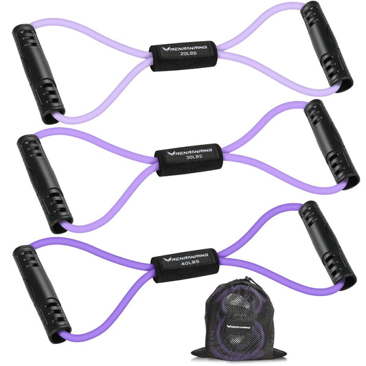 Figure 8 Fitness Resistance Bands with Handles - Exercise Tube Band Set of 3 for Arm and Shoulder Stretch
