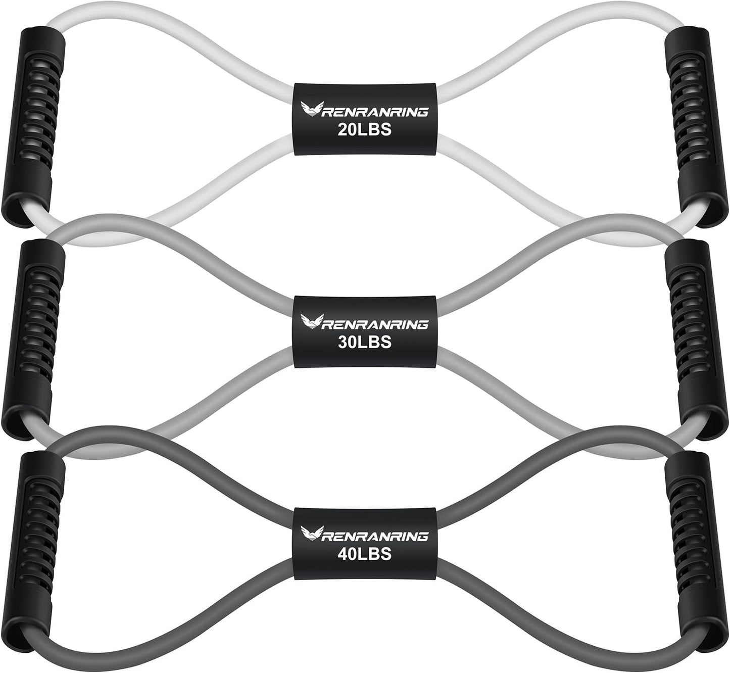 Figure 8 Fitness Resistance Bands with Handles - Exercise Tube Band Set of 3 for Arm and Shoulder Stretch