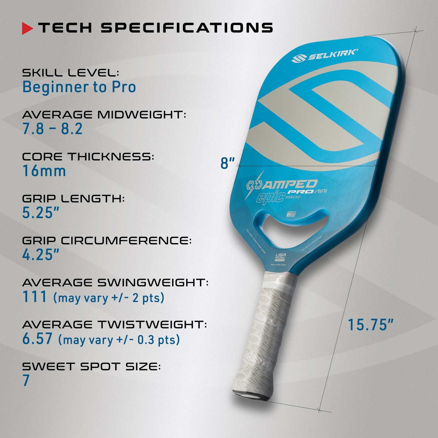 Selkirk Sport Amped Pickleball Paddle | Amped Pro Fiberglass Pickleball Paddle