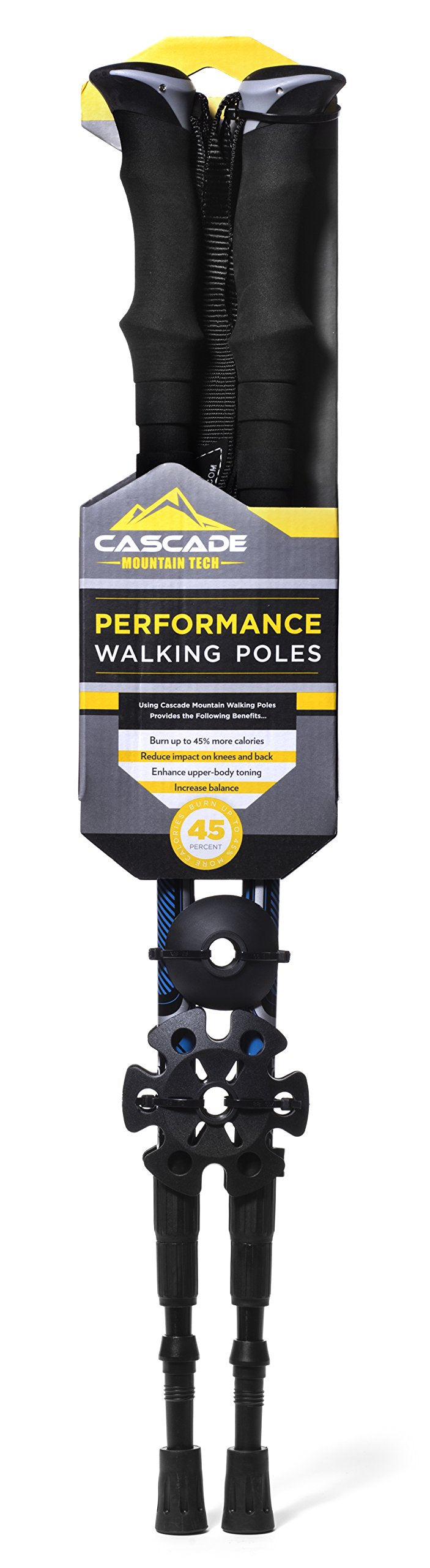 Cascade Mountain Tech Lightweight Aircraft-Grade Aluminum Trekking Poles with Extended Down Grip Plus Tip Kit