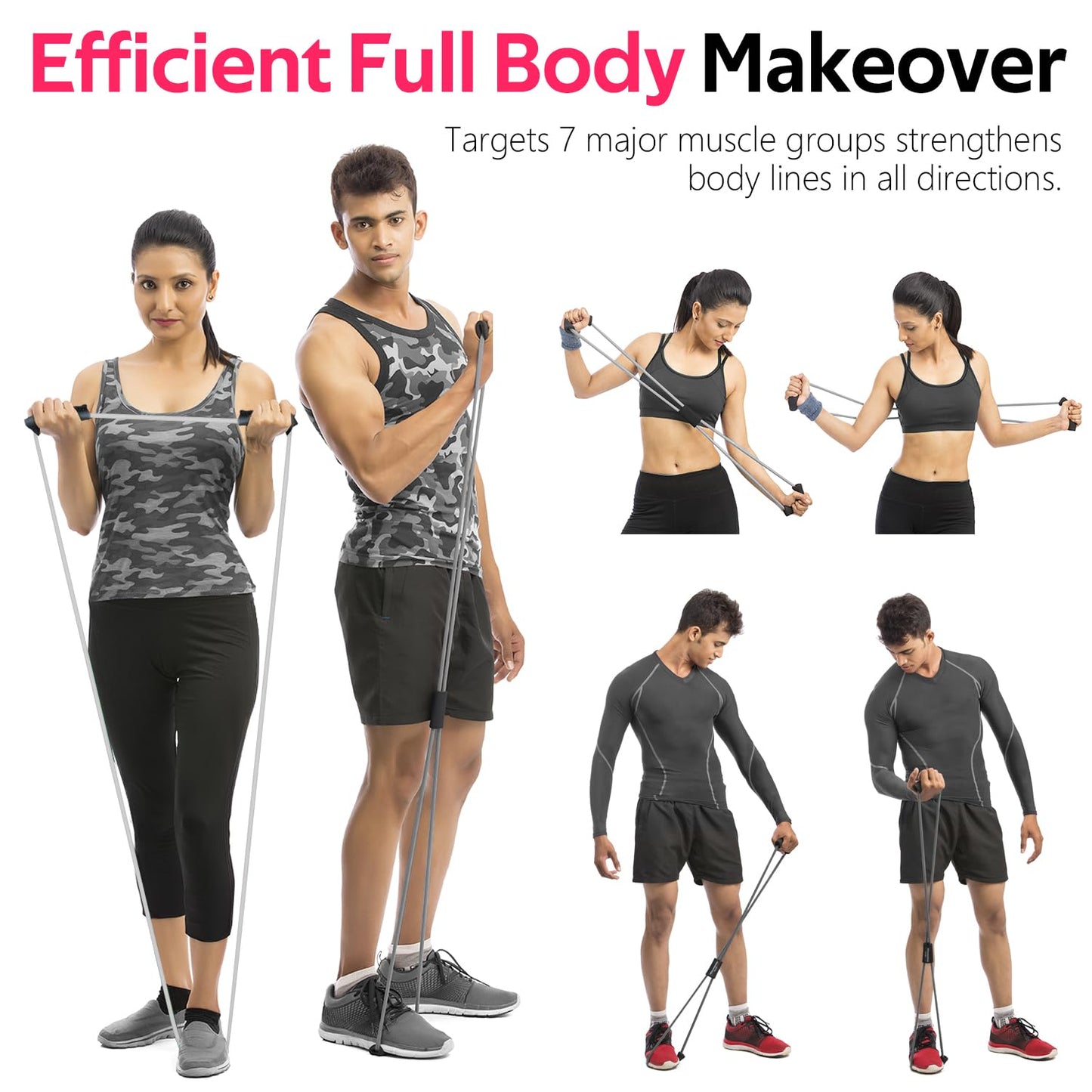 Figure 8 Fitness Resistance Bands with Handles - Exercise Tube Band Set of 3 for Arm and Shoulder Stretch