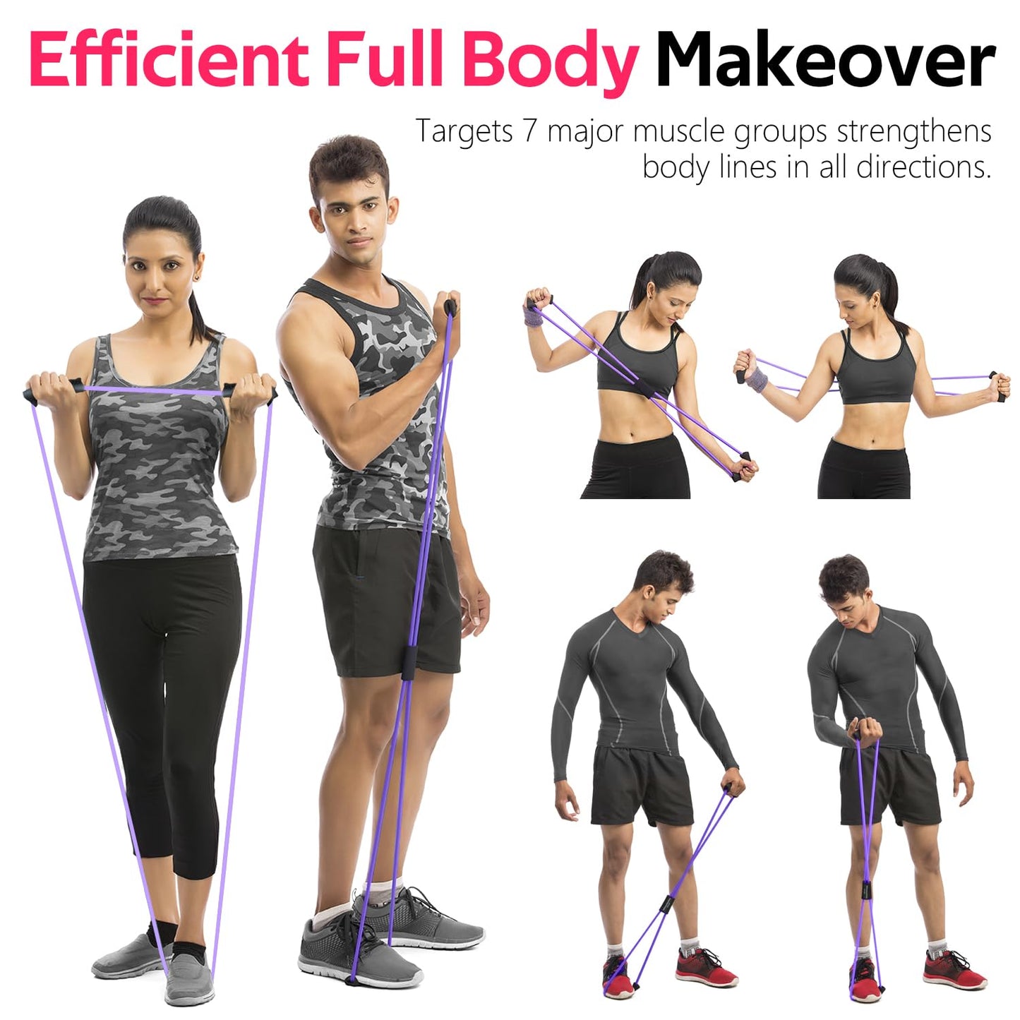 Figure 8 Fitness Resistance Bands with Handles - Exercise Tube Band Set of 3 for Arm and Shoulder Stretch