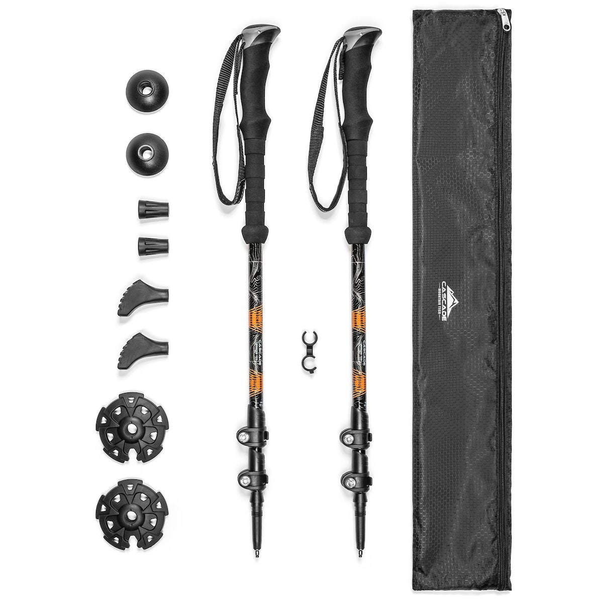 Cascade Mountain Tech Lightweight Aircraft-Grade Aluminum Trekking Poles with Extended Down Grip Plus Tip Kit