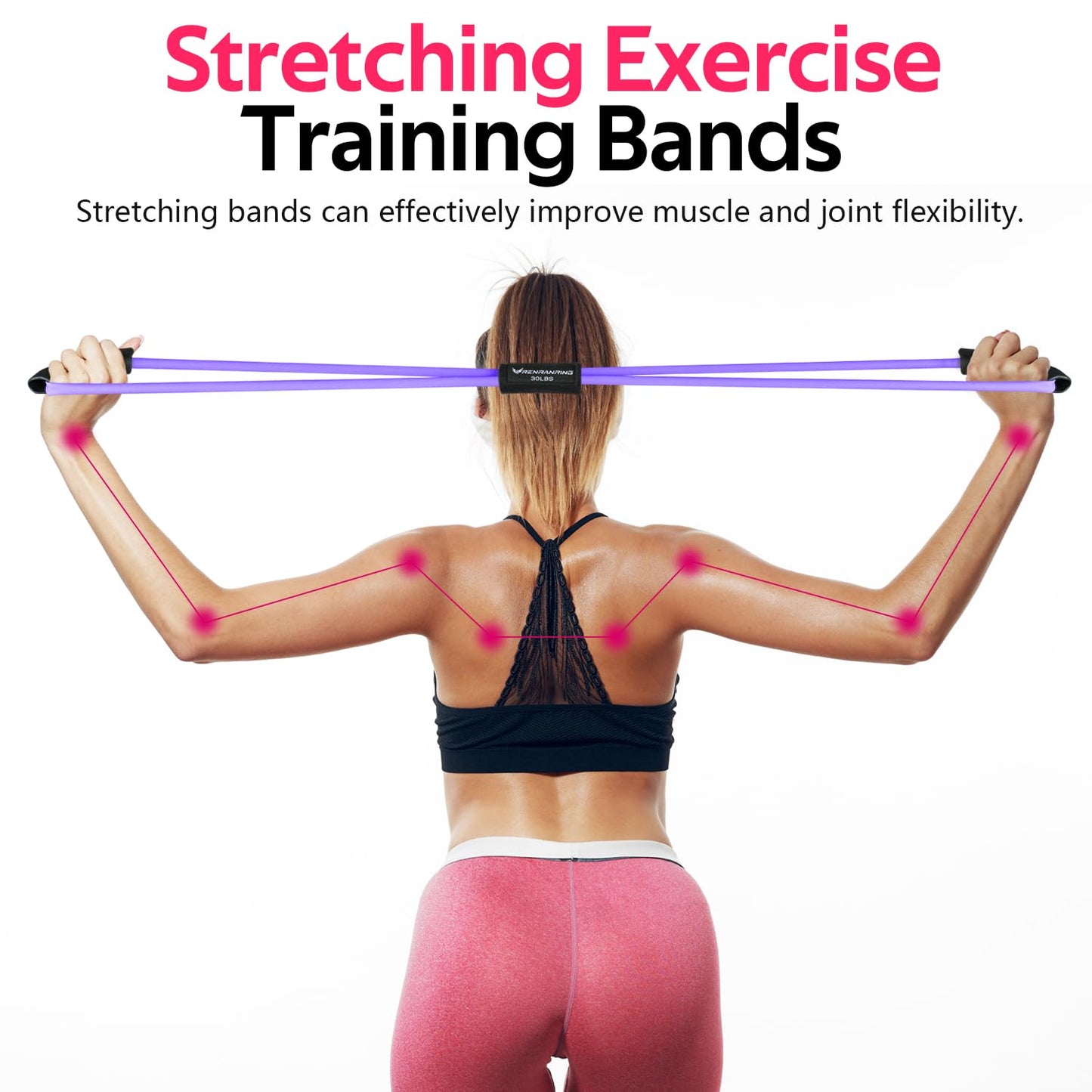 Figure 8 Fitness Resistance Bands with Handles - Exercise Tube Band Set of 3 for Arm and Shoulder Stretch