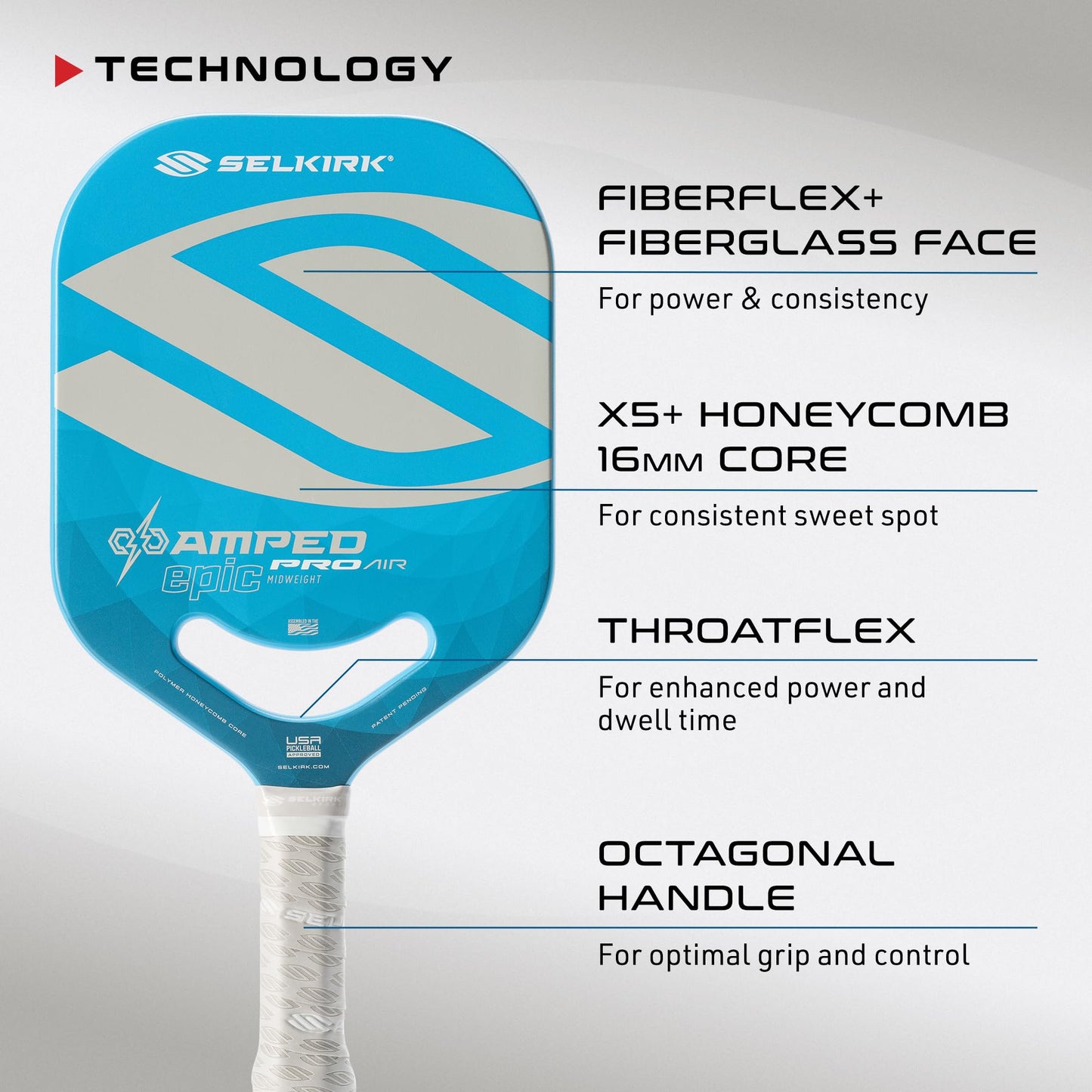Selkirk Sport Amped Pickleball Paddle | Amped Pro Fiberglass Pickleball Paddle