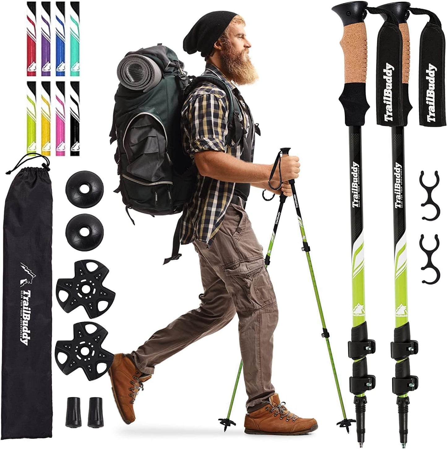 TrailBuddy Trekking Poles – Lightweight 7075 Aluminum Hiking Poles
