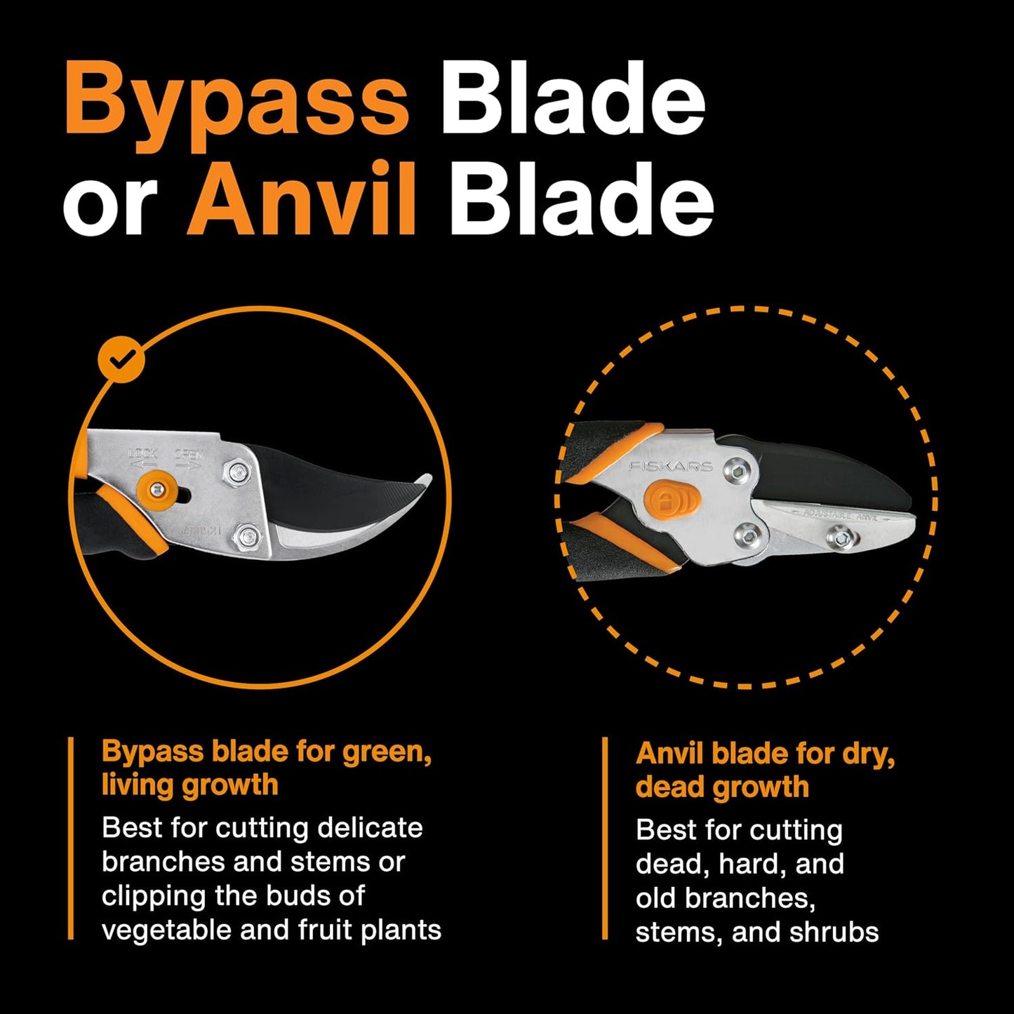 Fiskars Bypass Pruning Shears, 5/8-Inch Cut Capacity