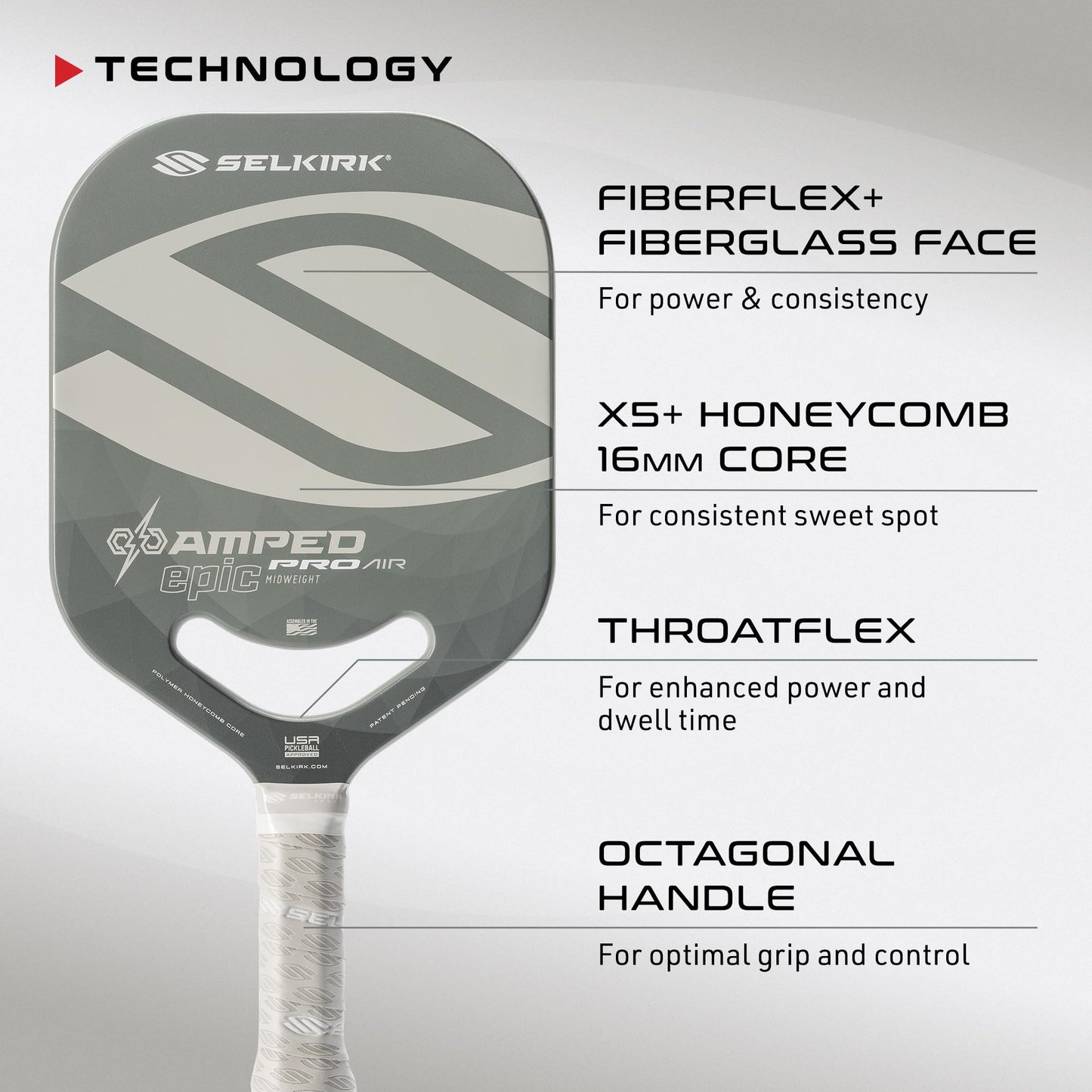 Selkirk Sport Amped Pickleball Paddle | Amped Pro Fiberglass Pickleball Paddle