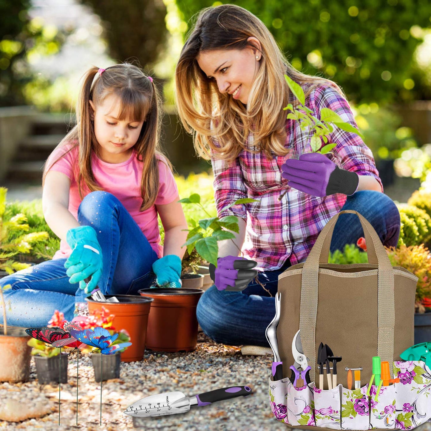 Garden Tools Set 83 Piece, Non-Slip Ergonomic Handle, Durable Storage Tote Bag, Gifts for Men Women