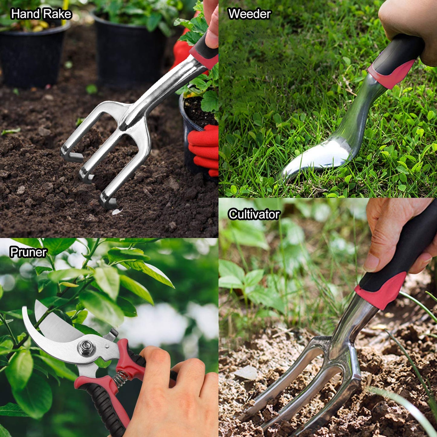 Garden Tools Set 83 Piece, Non-Slip Ergonomic Handle, Durable Storage Tote Bag, Gifts for Men Women
