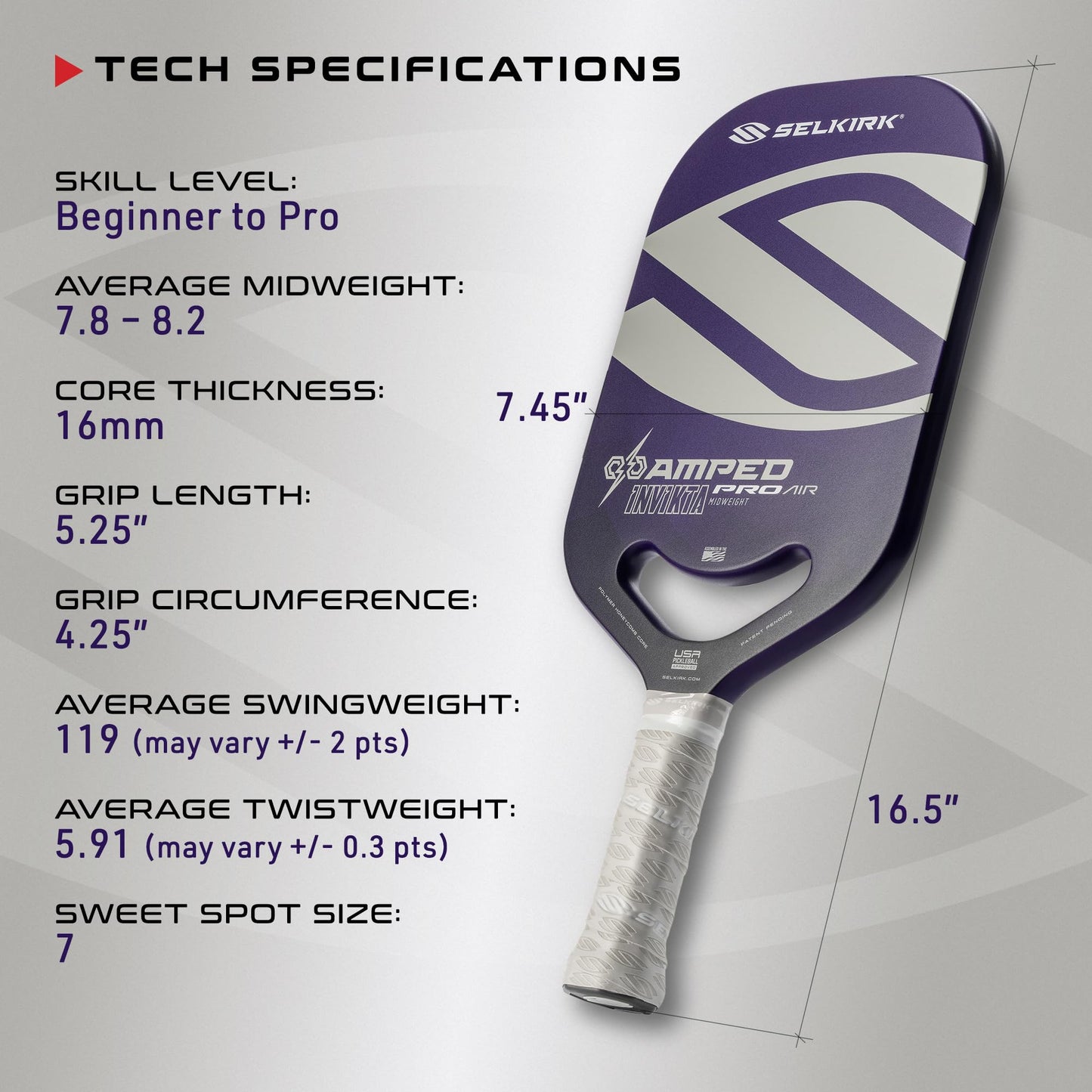 Selkirk Sport Amped Pickleball Paddle | Amped Pro Fiberglass Pickleball Paddle
