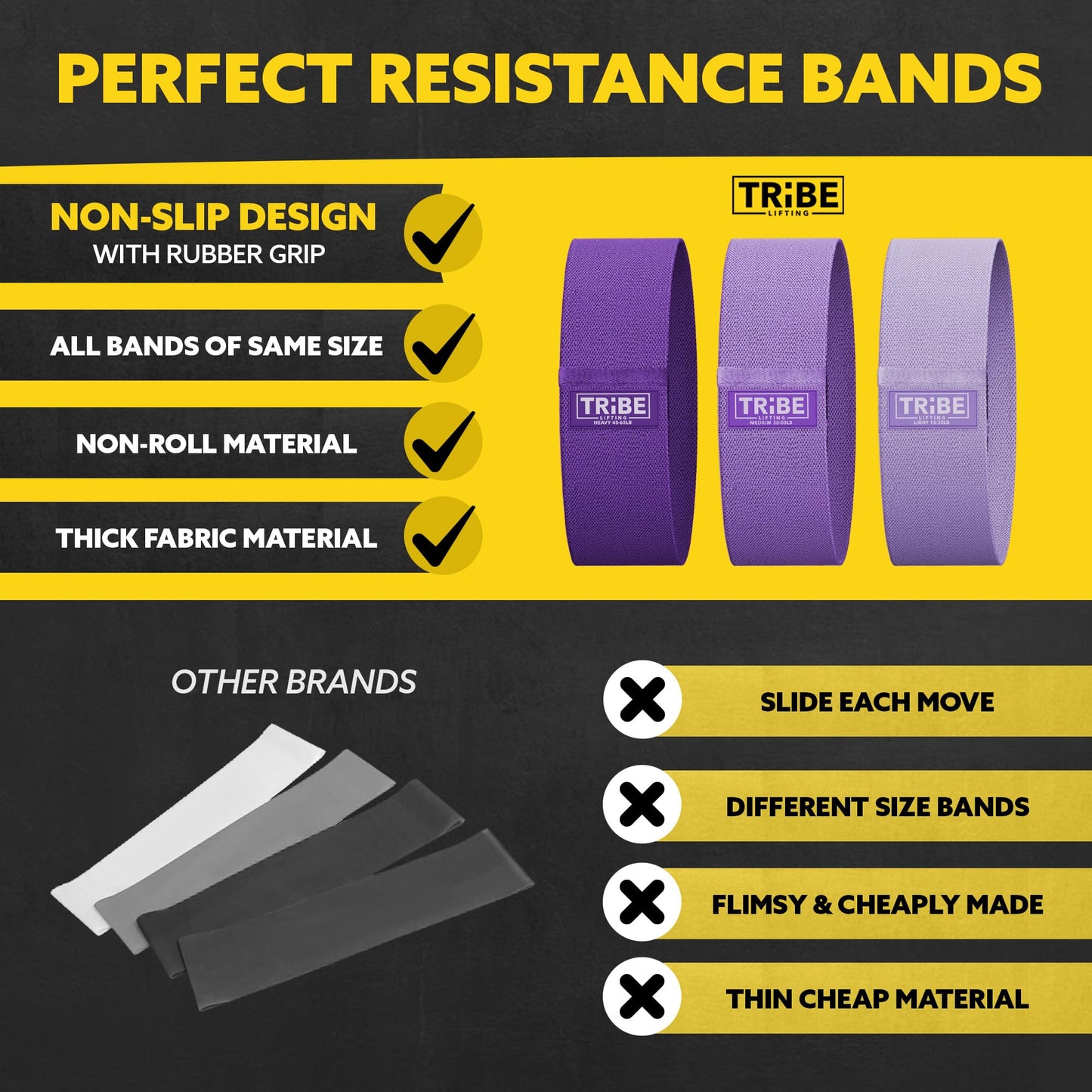 Tribe Lifting Fabric Resistance Bands Set