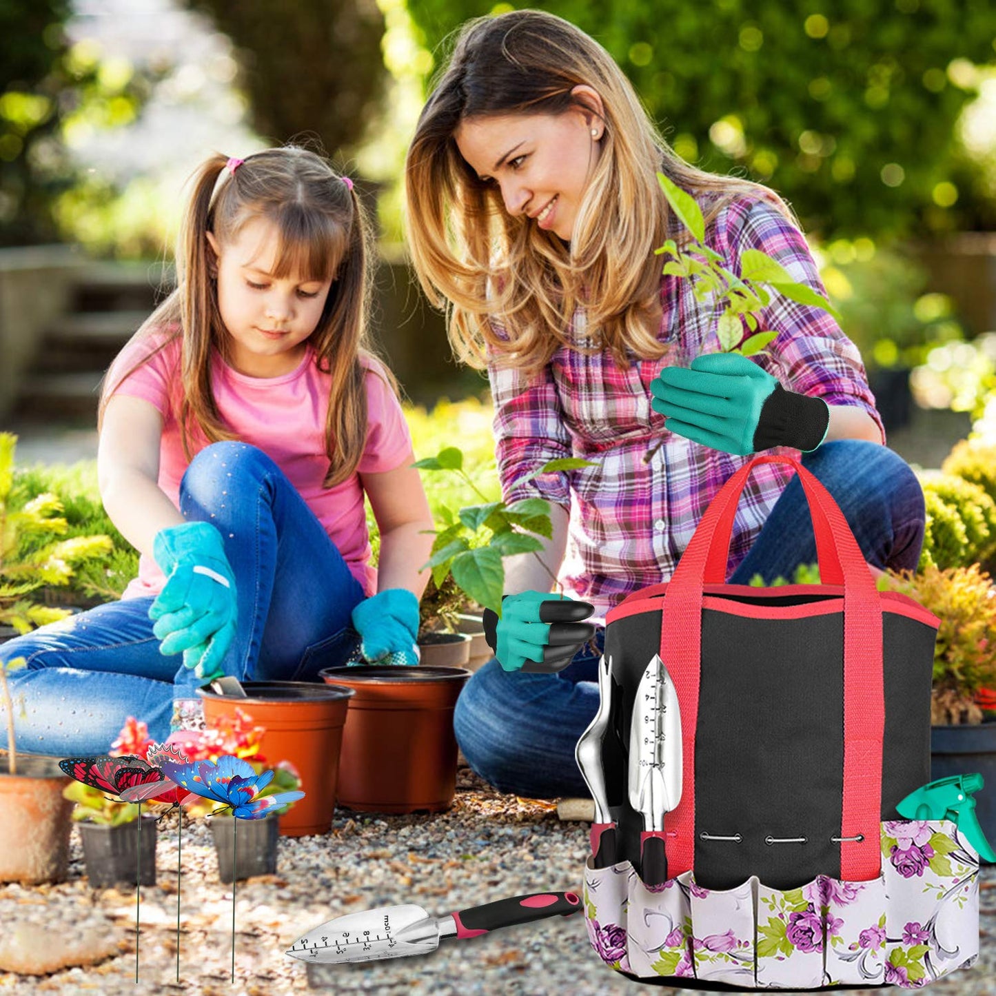 Garden Tools Set 83 Piece, Non-Slip Ergonomic Handle, Durable Storage Tote Bag, Gifts for Men Women