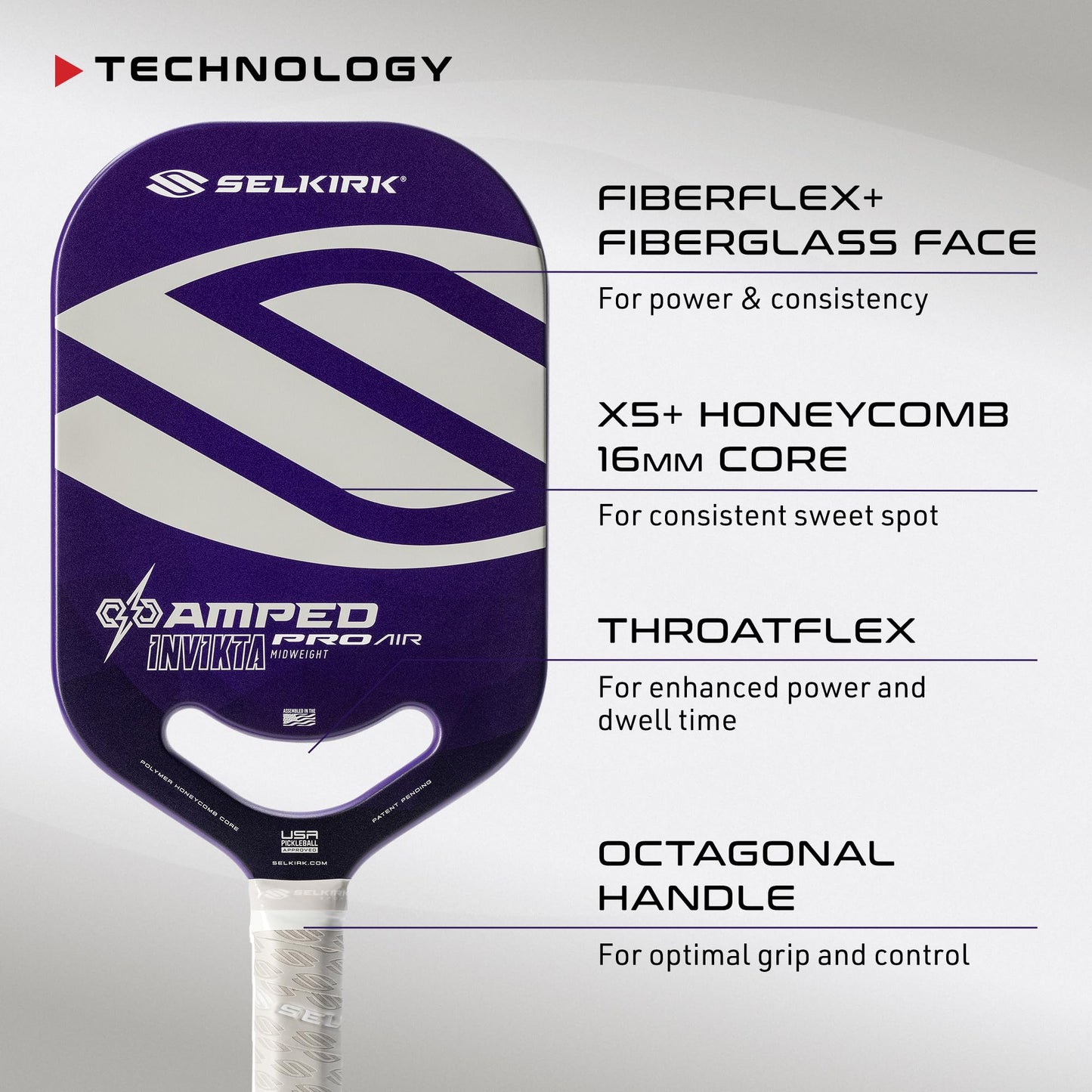 Selkirk Sport Amped Pickleball Paddle | Amped Pro Fiberglass Pickleball Paddle