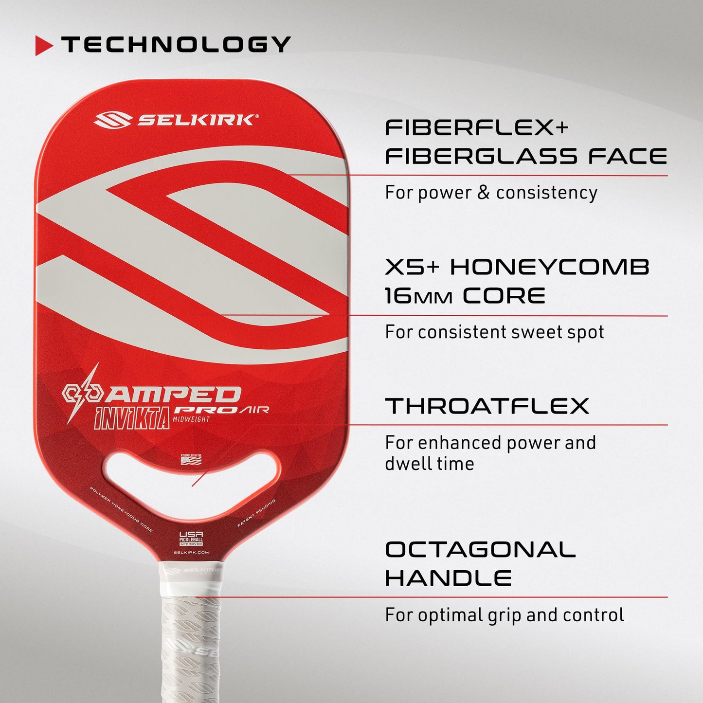 Selkirk Sport Amped Pickleball Paddle | Amped Pro Fiberglass Pickleball Paddle