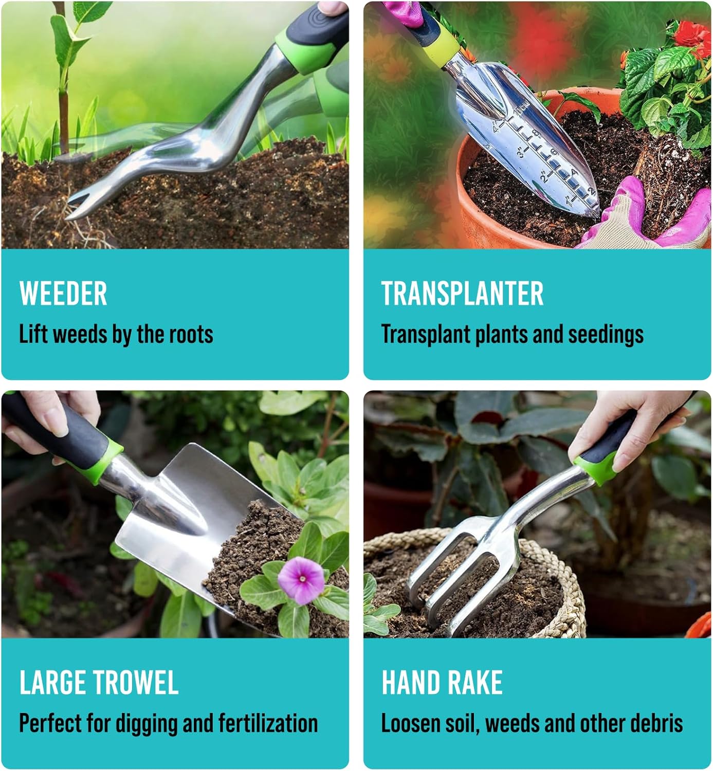 GROWIT Heavy Duty Gardening Tools - 22-Piece, Ergonomic