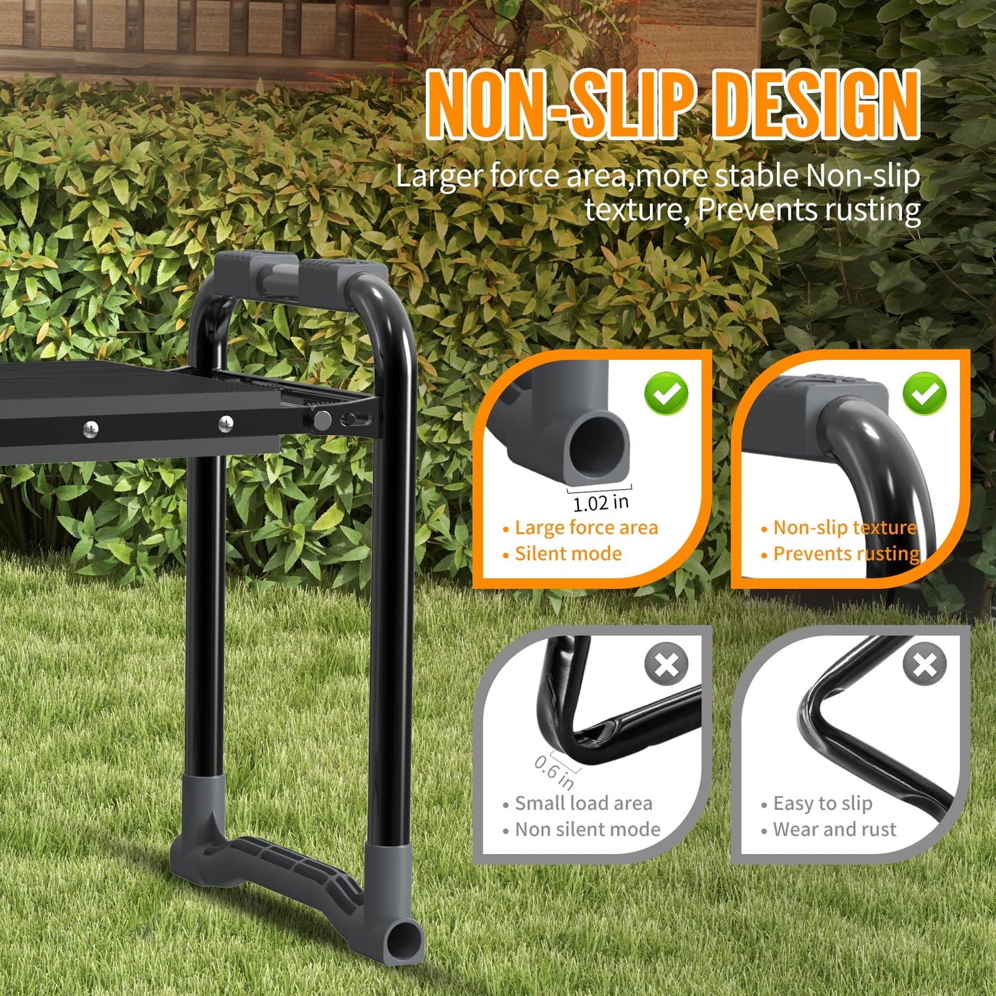 Garden Kneeler and Seat, Wider and Thicker Kneeling Pad