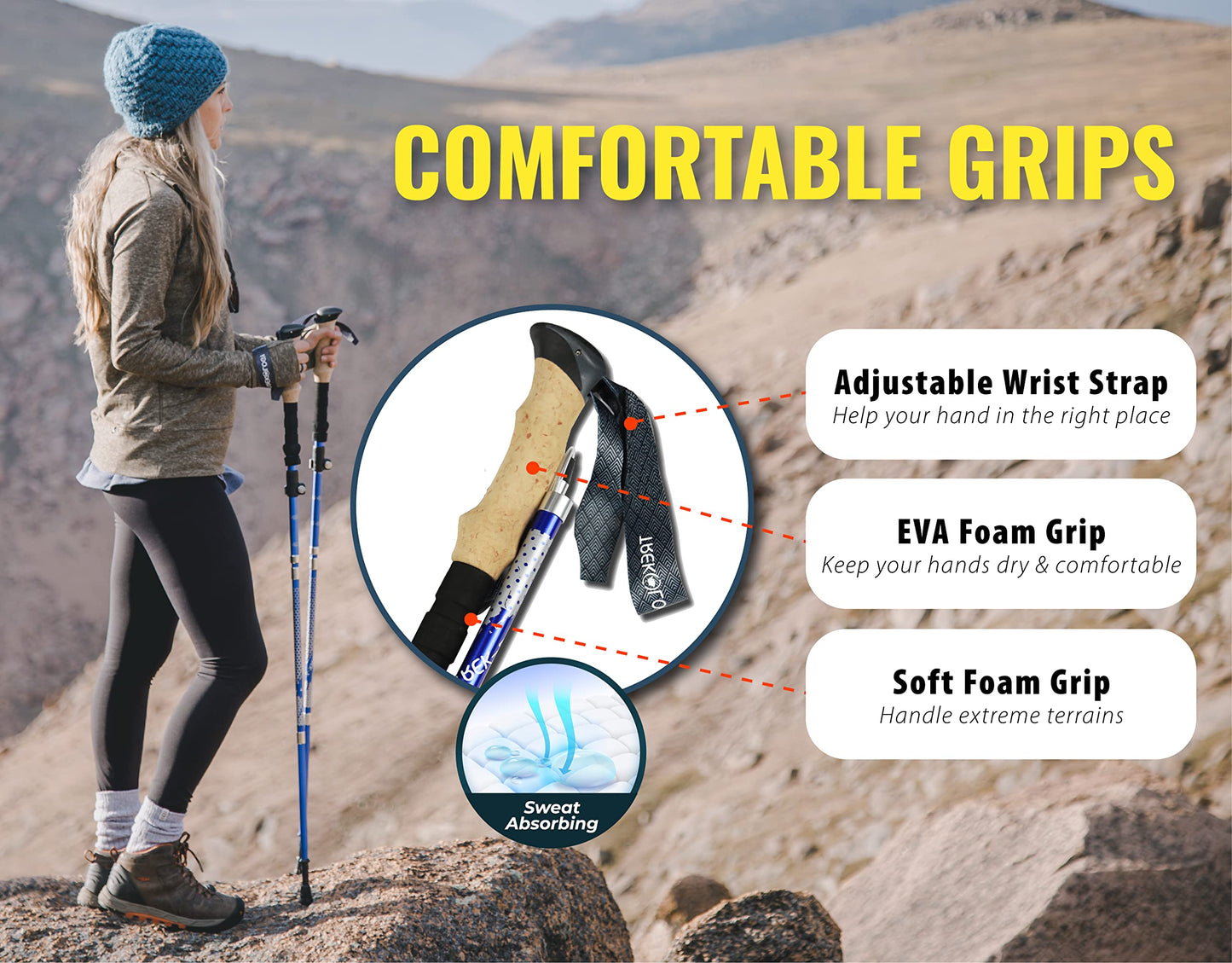 Trekology Trek-Z Collapsible Hiking & Trekking Poles - Balance Support for Seniors