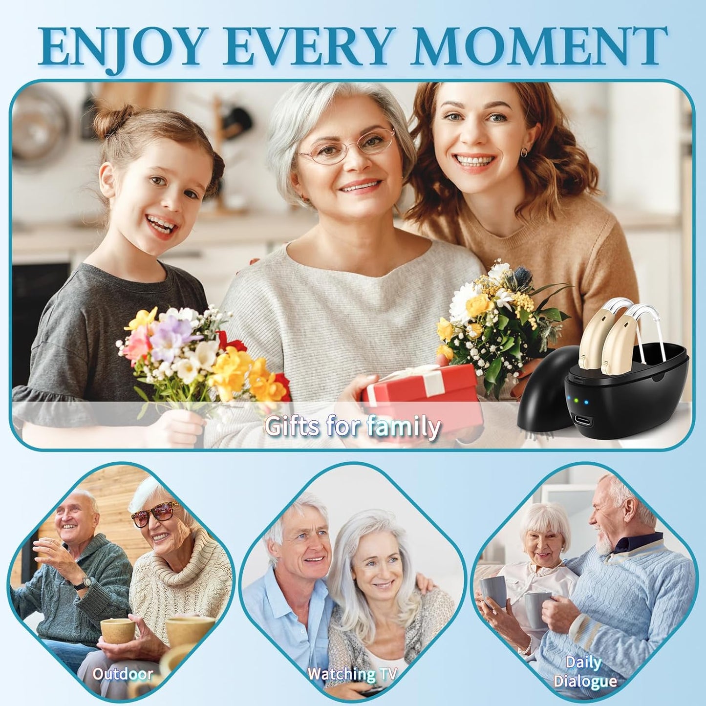 Kullre Hearing Aids, Hearing Aids for Seniors with Noise Cancelling and Volume Control