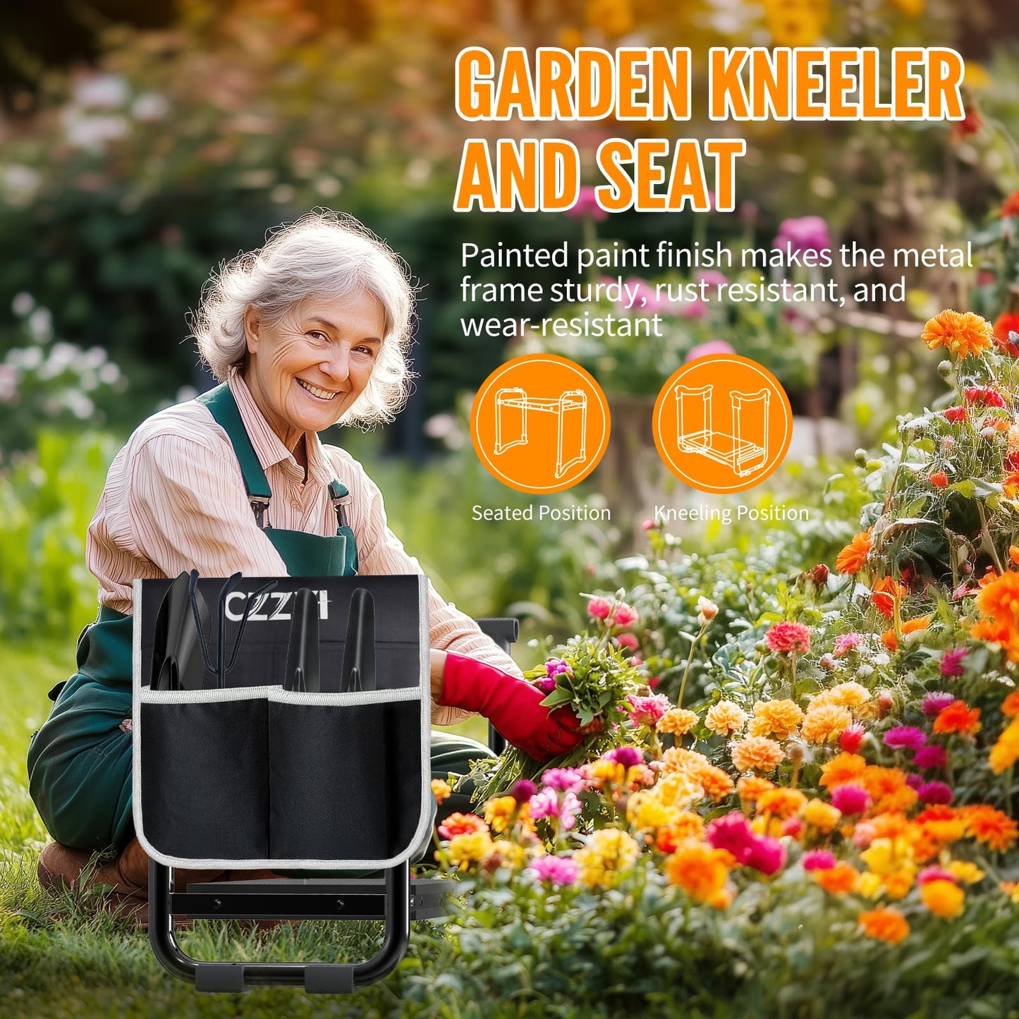 Garden Kneeler and Seat, Wider and Thicker Kneeling Pad