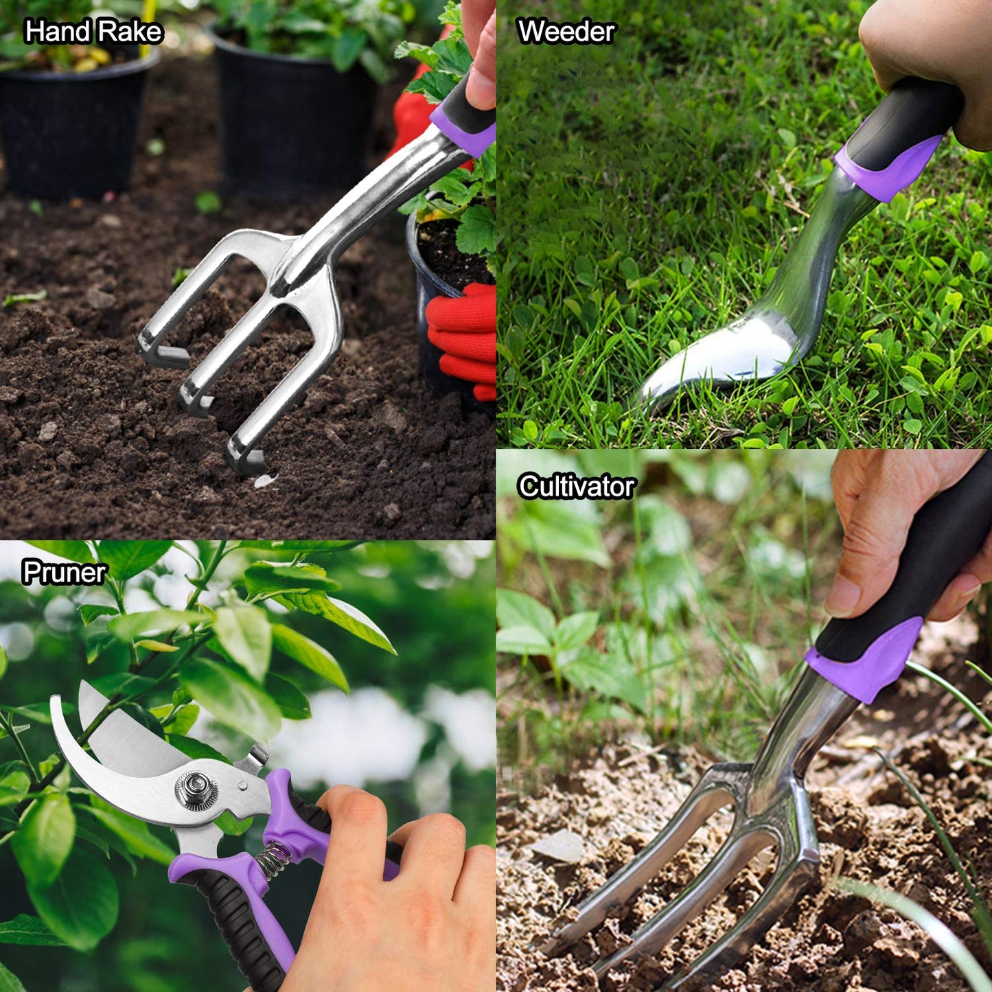 Garden Tools Set 83 Piece, Non-Slip Ergonomic Handle, Durable Storage Tote Bag, Gifts for Men Women