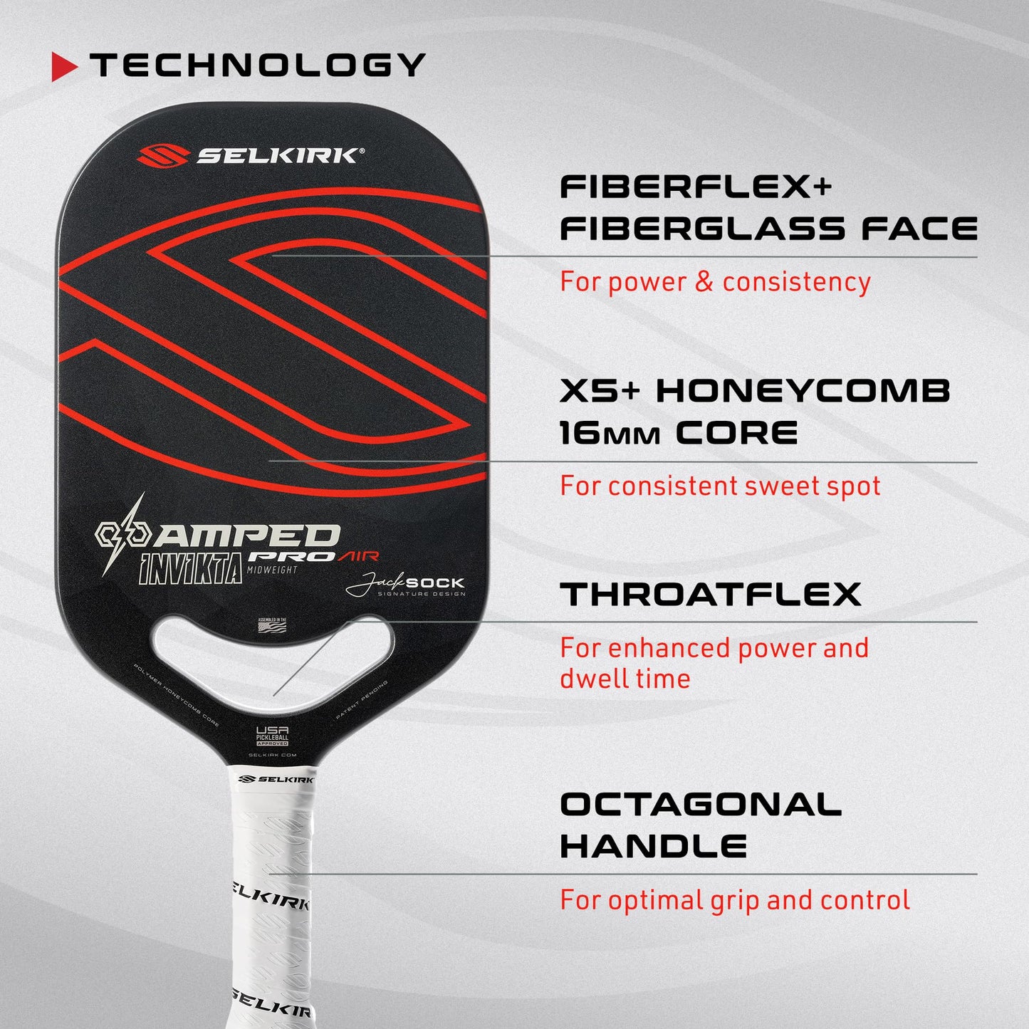 Selkirk Sport Amped Pickleball Paddle | Amped Pro Fiberglass Pickleball Paddle