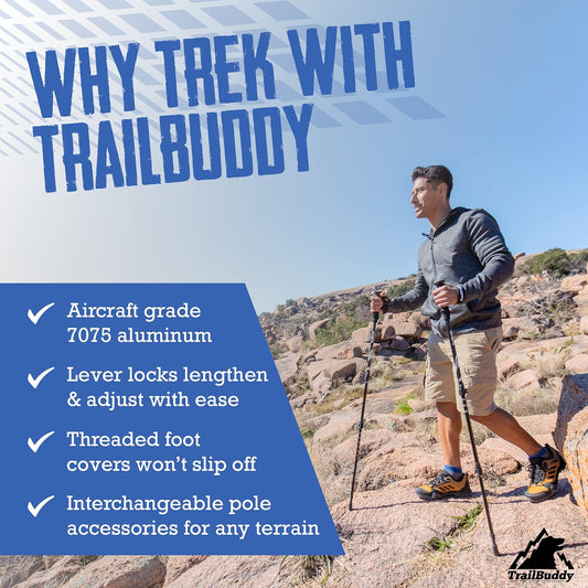 TrailBuddy Trekking Poles – Lightweight 7075 Aluminum Hiking Poles