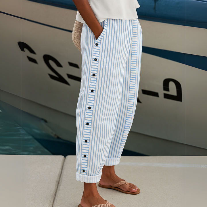 Yvonne | Stylish Striped Button Pants
