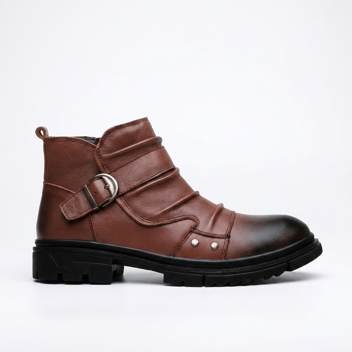 Jaxon | Men's Buckle Strap Leather Ankle Boots