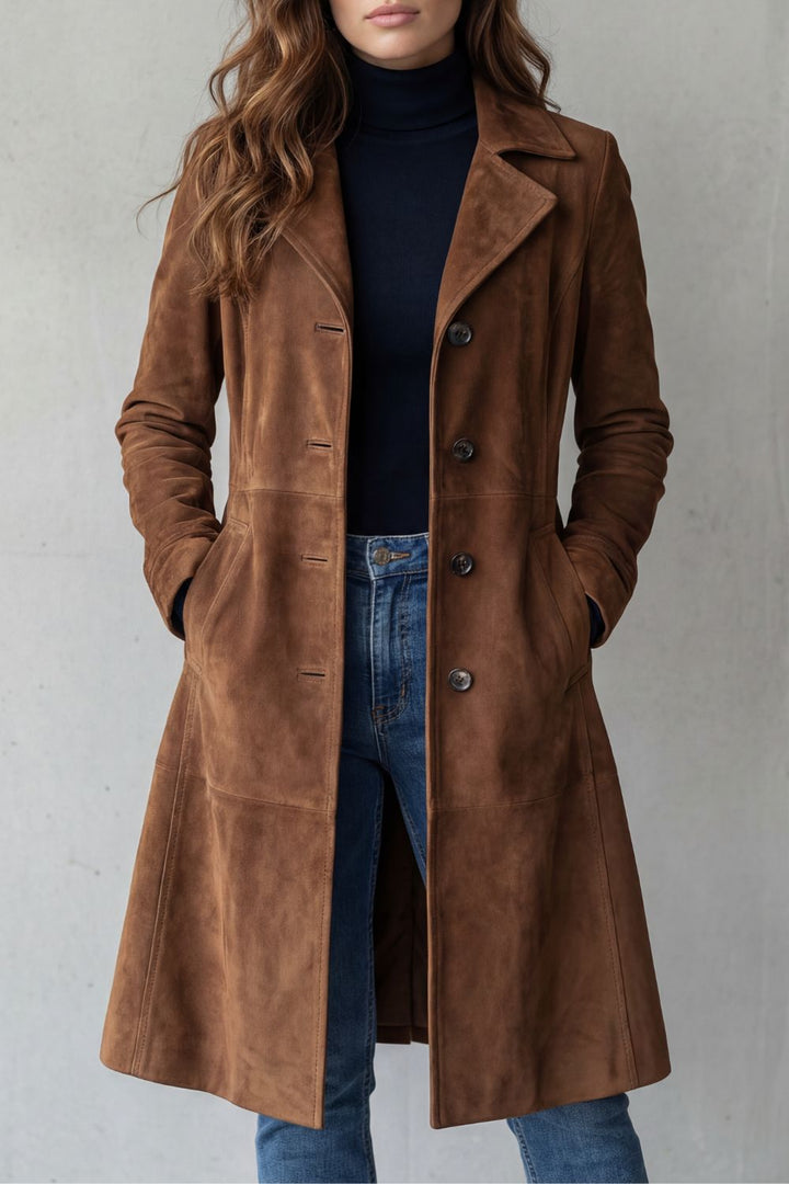 Annalise | Women's Longline Coat with Vintage Suede Finish