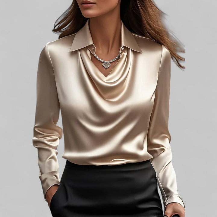 Jasmine | Elegant satin blouse with a cowl neckline for women