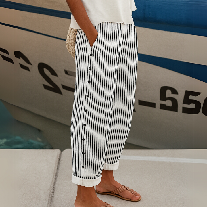 Yvonne | Stylish Striped Button Pants