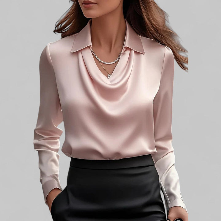 Jasmine | Elegant satin blouse with a cowl neckline for women