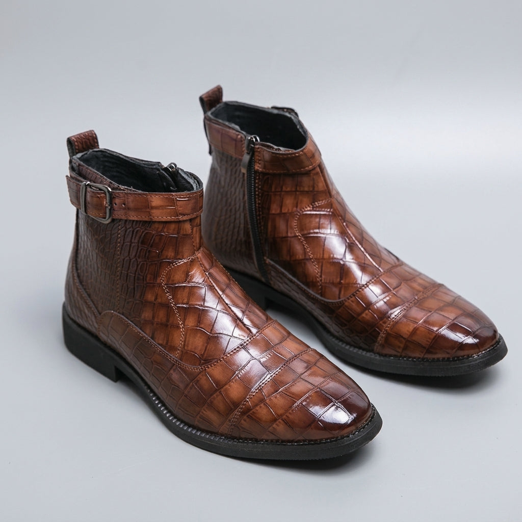 Jasper | Men's Buckle Strap Leather Ankle Boots