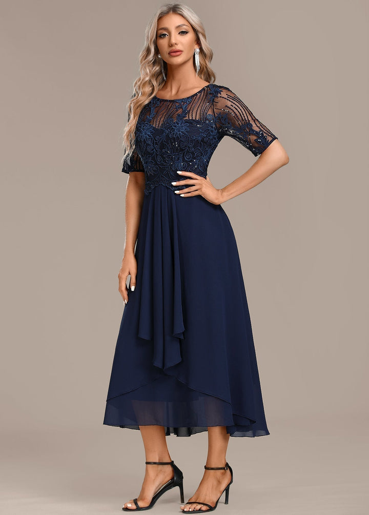 Sophia | Women’s Lace Panel Autumn Midi Dress