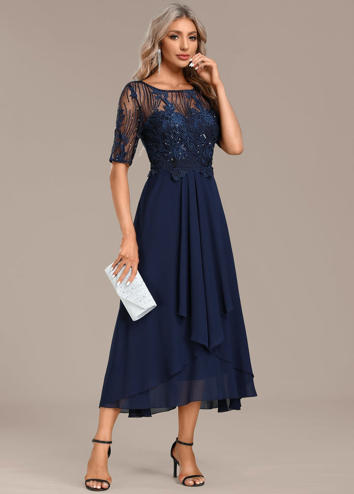 Sophia | Women’s Lace Panel Autumn Midi Dress
