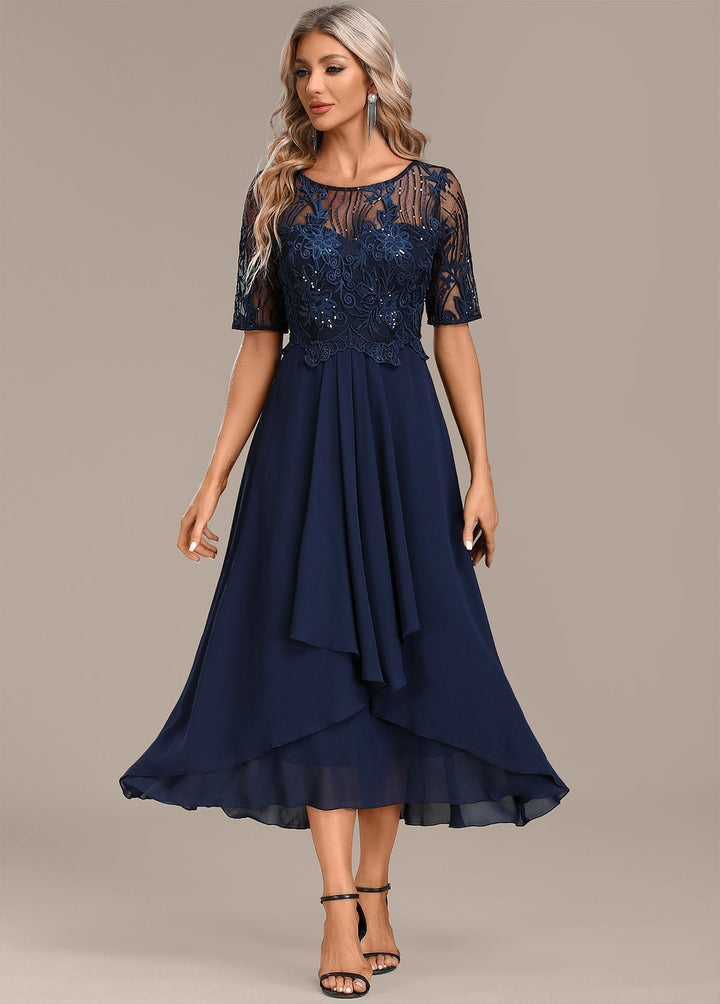 Sophia | Women’s Lace Panel Autumn Midi Dress