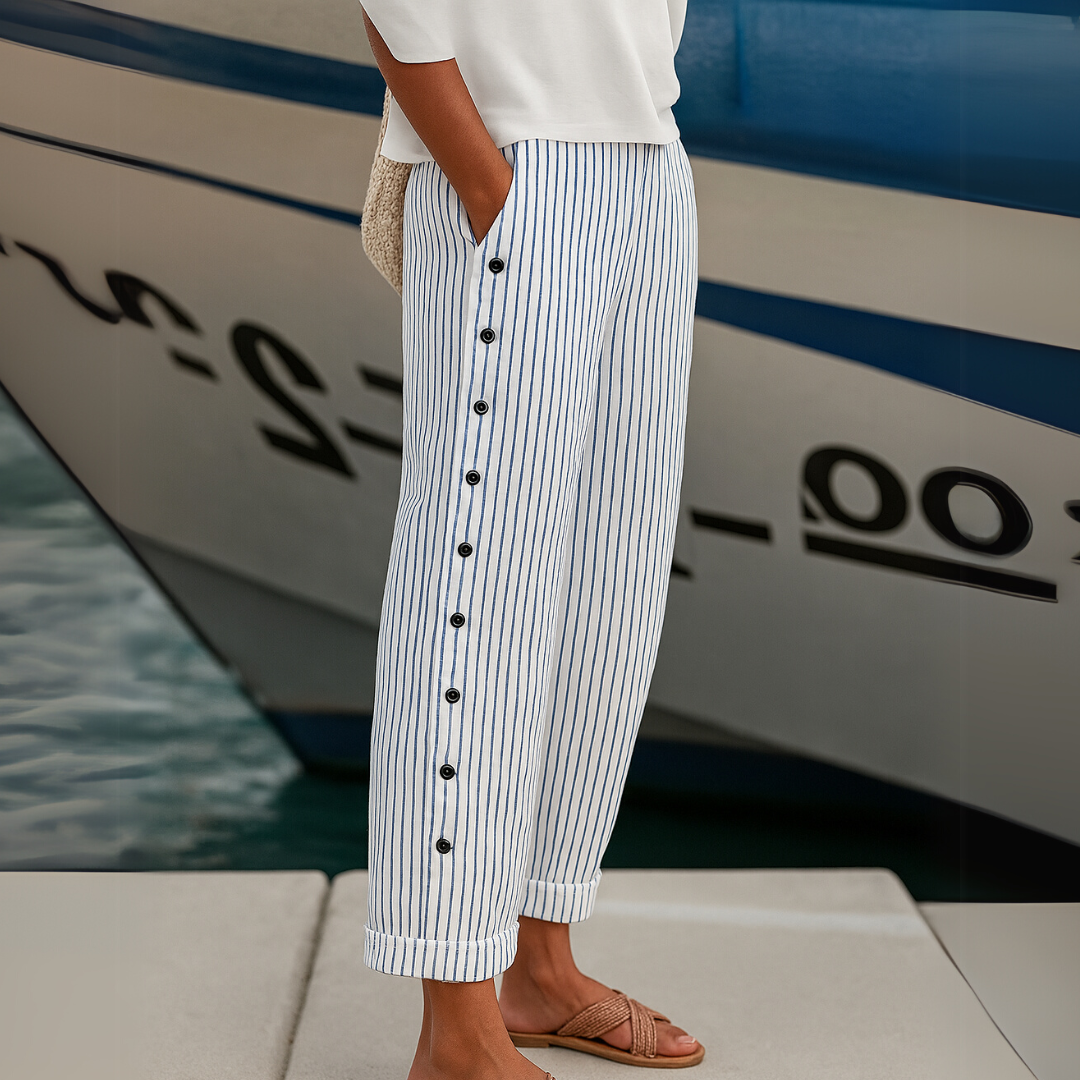Yvonne | Stylish Striped Button Pants