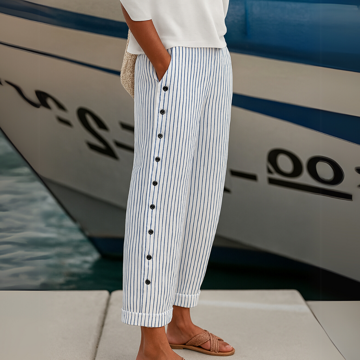 Yvonne | Stylish Striped Button Pants