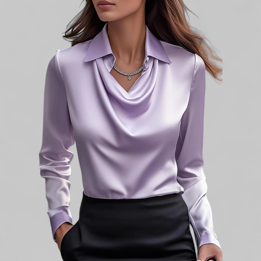 Jasmine | Elegant satin blouse with a cowl neckline for women