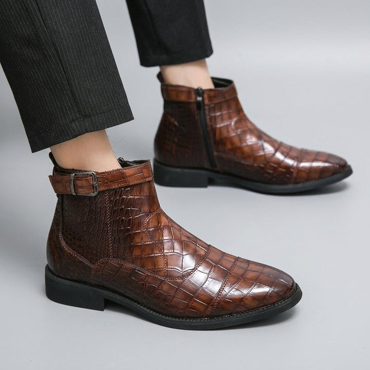 Jasper | Men's Buckle Strap Leather Ankle Boots