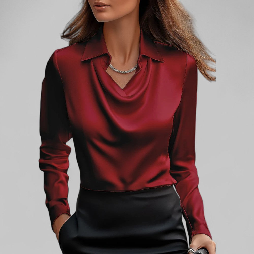 Jasmine | Elegant satin blouse with a cowl neckline for women