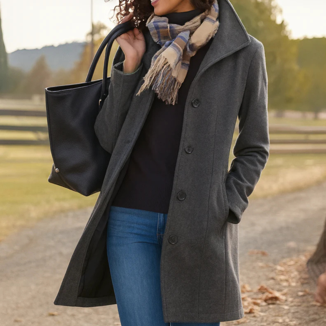 Emma | Elegant Tailored Coat with Button Closure