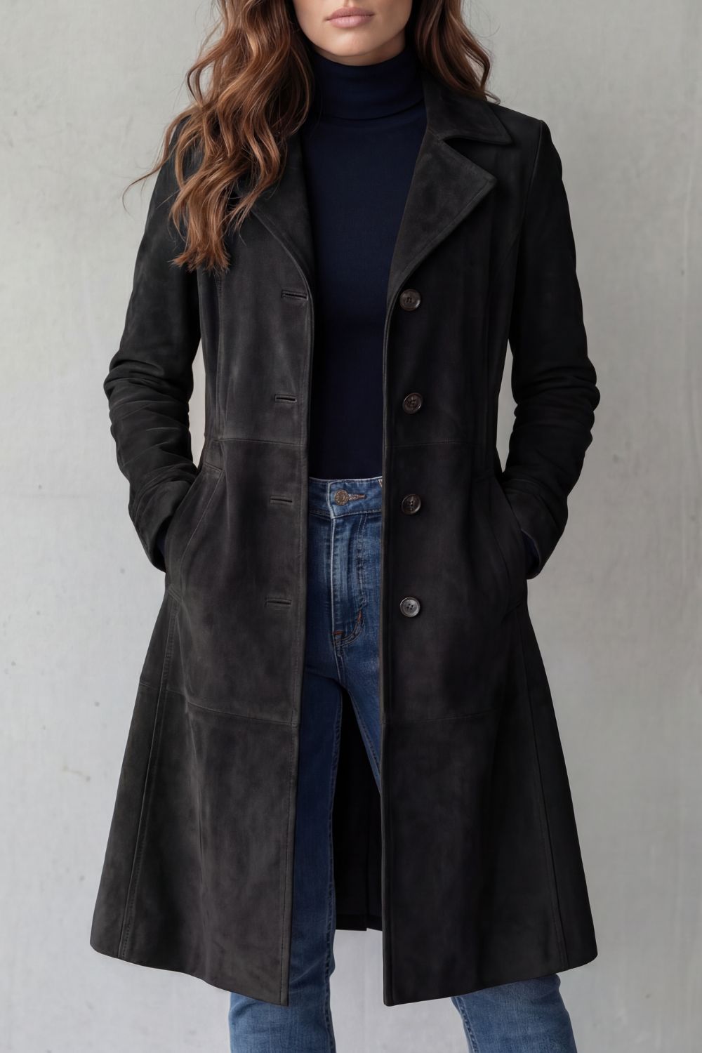 Annalise | Women's Longline Coat with Vintage Suede Finish