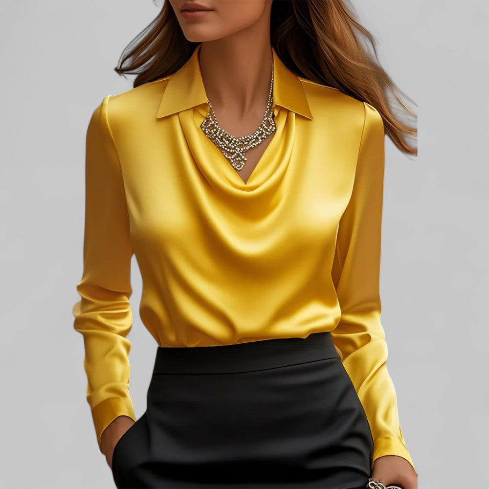 Jasmine | Elegant satin blouse with a cowl neckline for women