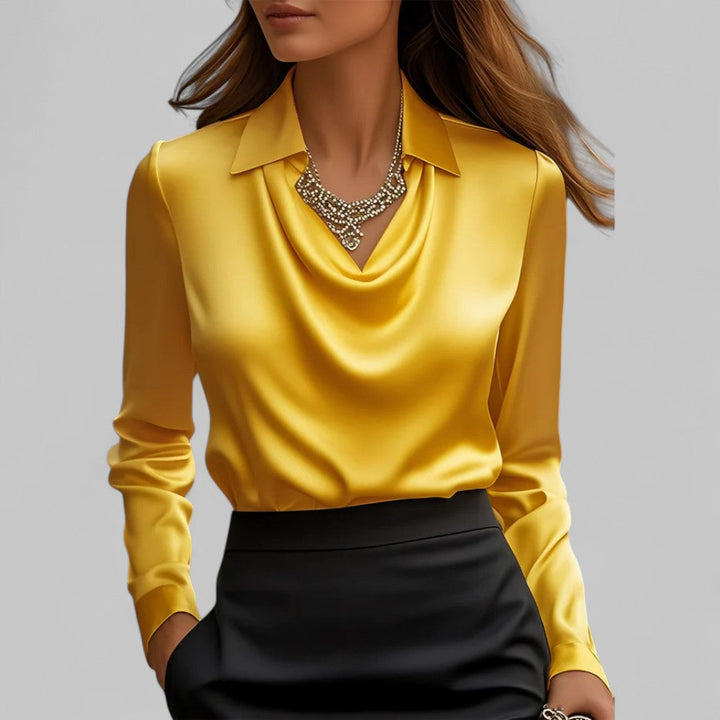 Jasmine | Elegant satin blouse with a cowl neckline for women