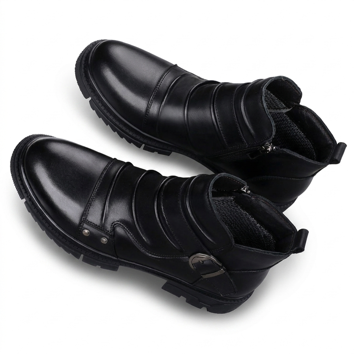 Jaxon | Men's Buckle Strap Leather Ankle Boots