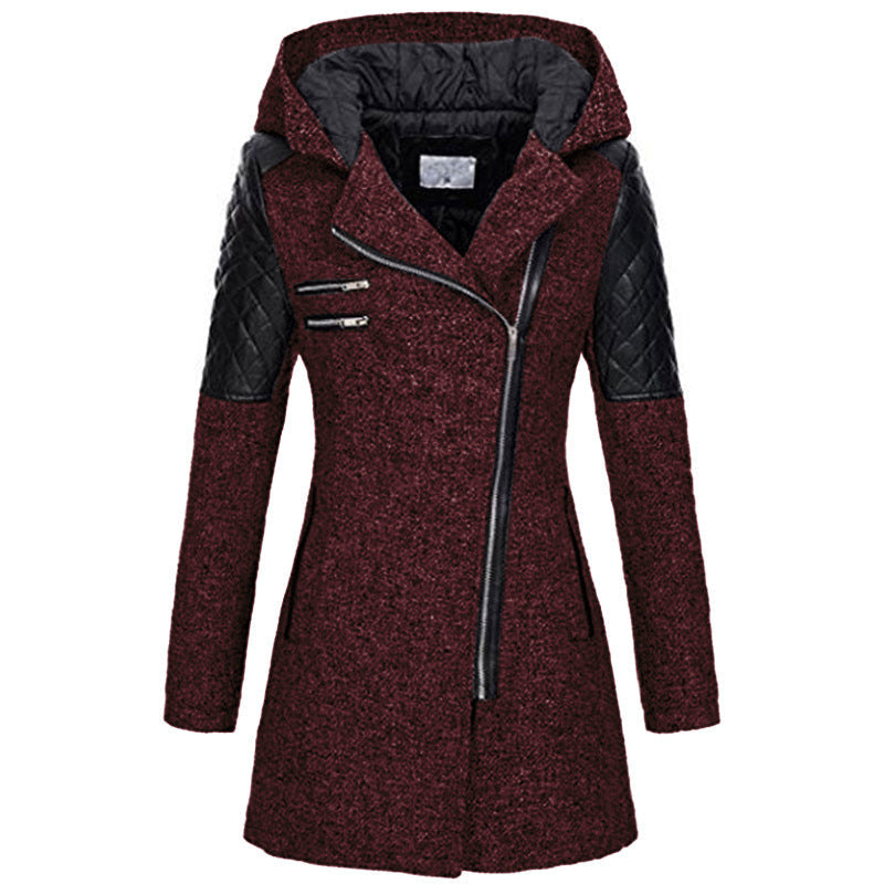 Aspen | Women's Hooded Winter Coat with Quilted Leather Shoulders