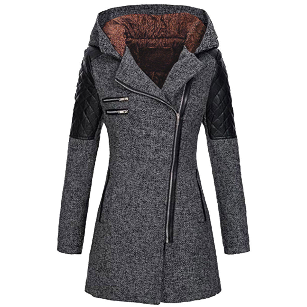 Aspen | Women's Hooded Winter Coat with Quilted Leather Shoulders
